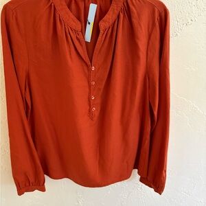 New Velvet Heart Terracotta Button-Up Blouse